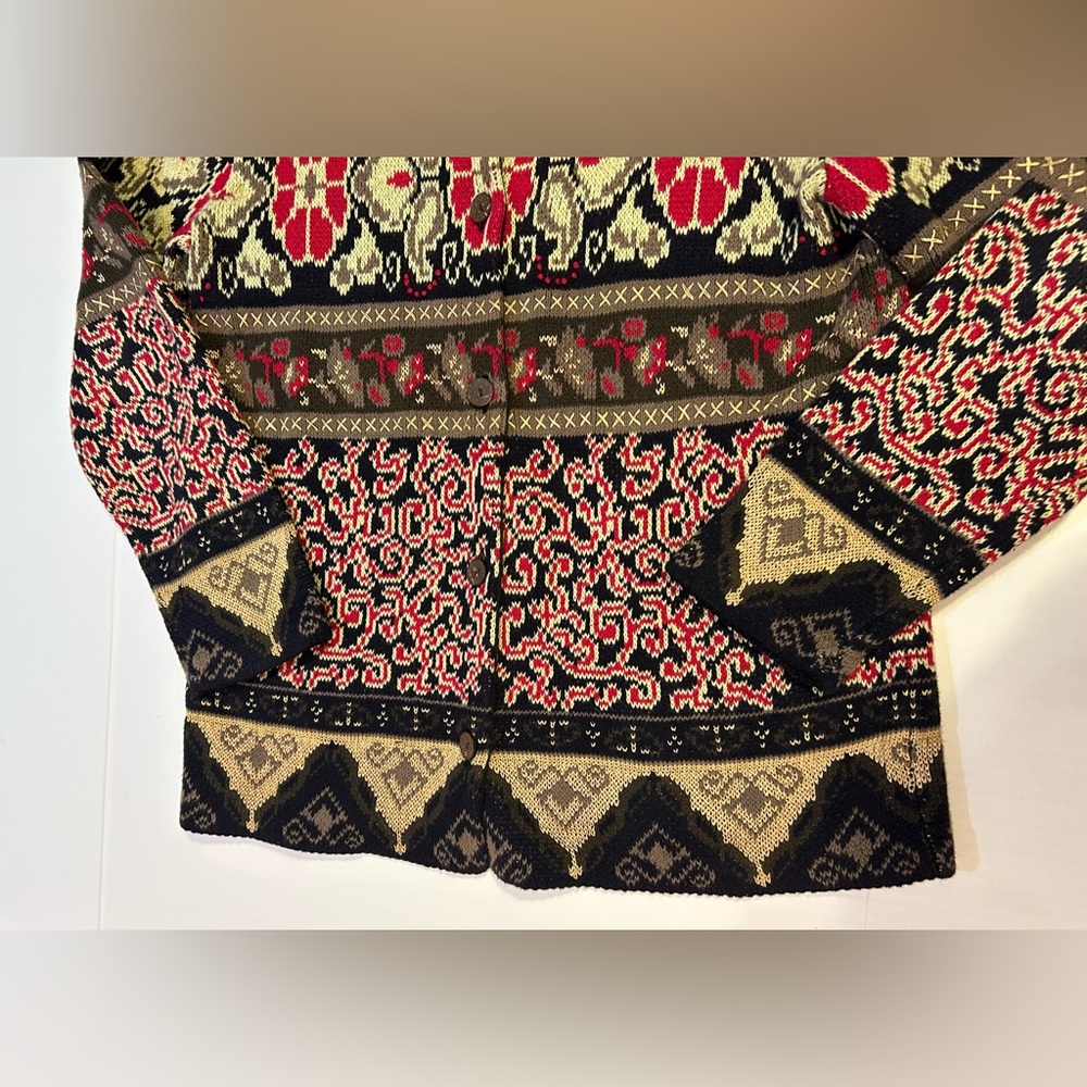 Christopher & Banks Knit Sweater Womens M Hand Embroidered Button Front Cottage - Picture 6 of 15